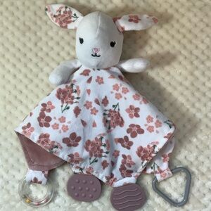 Modern Baby Floral Plush Bunny Rabbit Lovey Stuffed Animal Toy Teethers Rattle